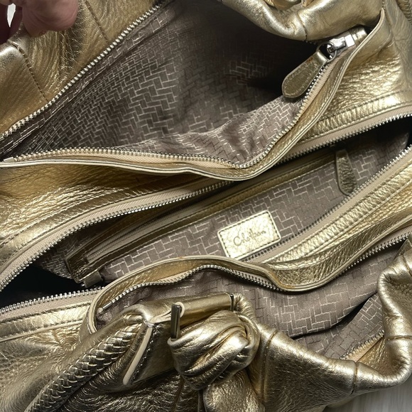 Cole Haan Metallic Gold Soft Leather Bucket Bag - Picture 13 of 15